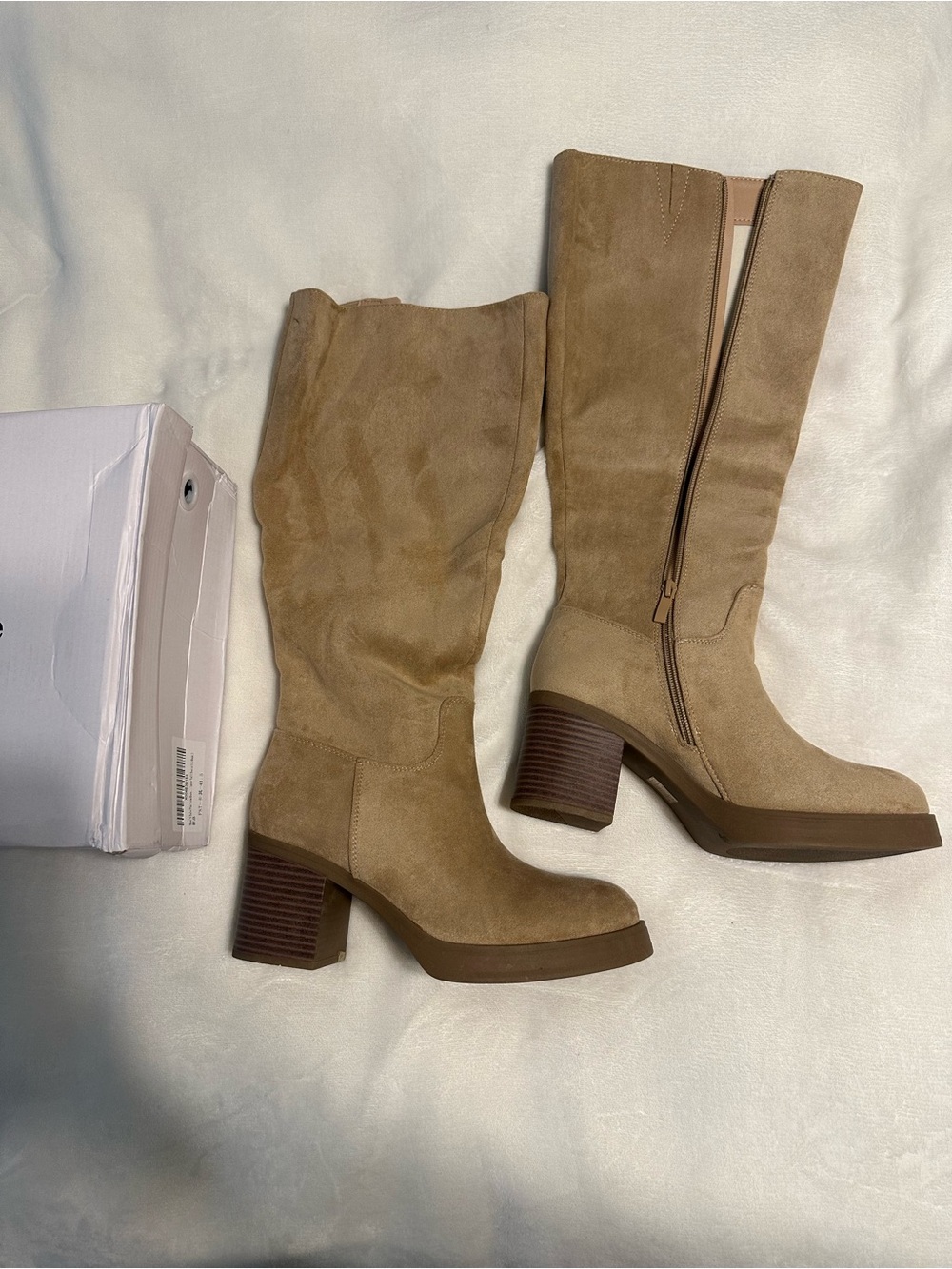 ShoeNTale Tall Suede Knee Boots - Tan